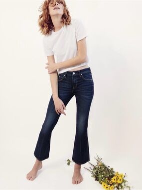 ANTHROPOLOGIE AMO NWT Jane Slim Fit Cropped Boot Denim Jeans Size 28